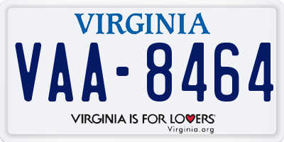 VA license plate VAA8464