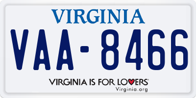 VA license plate VAA8466