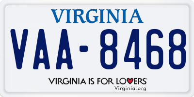 VA license plate VAA8468