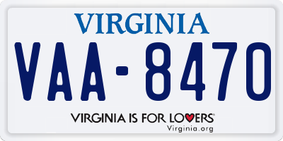 VA license plate VAA8470