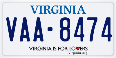 VA license plate VAA8474