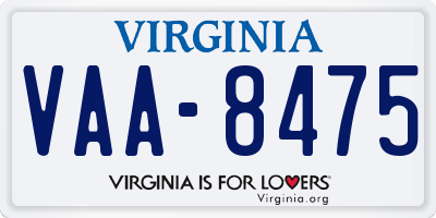 VA license plate VAA8475