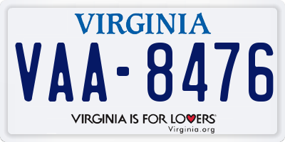 VA license plate VAA8476