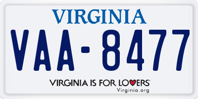 VA license plate VAA8477