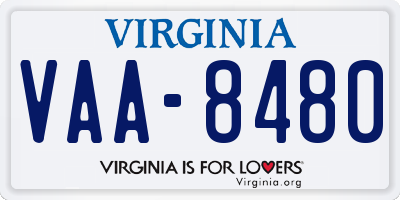 VA license plate VAA8480