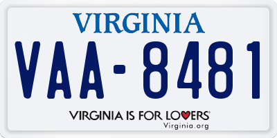 VA license plate VAA8481