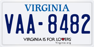 VA license plate VAA8482