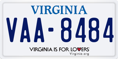 VA license plate VAA8484