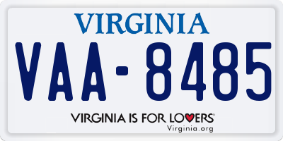 VA license plate VAA8485