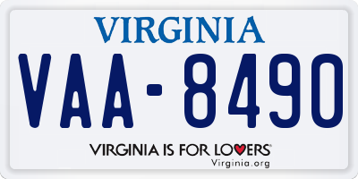 VA license plate VAA8490