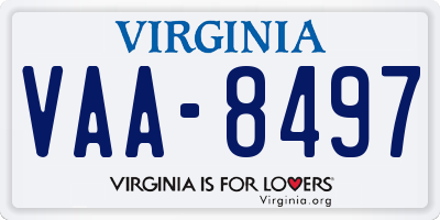 VA license plate VAA8497