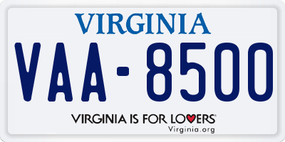 VA license plate VAA8500