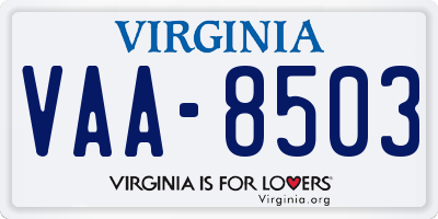 VA license plate VAA8503