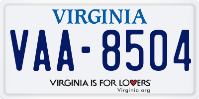 VA license plate VAA8504