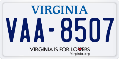 VA license plate VAA8507