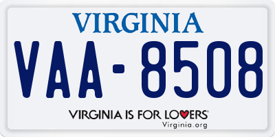 VA license plate VAA8508