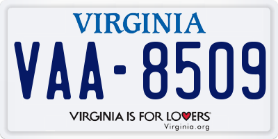 VA license plate VAA8509