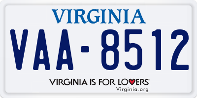 VA license plate VAA8512