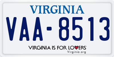 VA license plate VAA8513