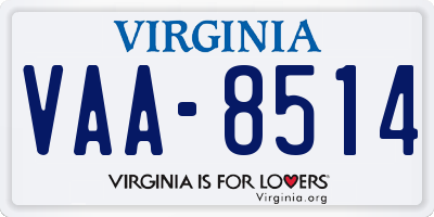 VA license plate VAA8514