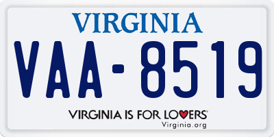 VA license plate VAA8519