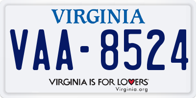 VA license plate VAA8524