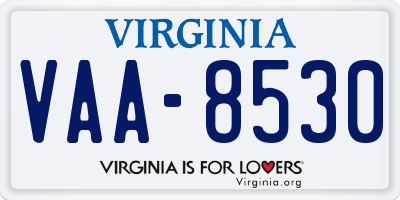 VA license plate VAA8530