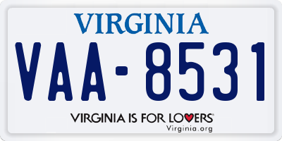 VA license plate VAA8531