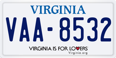 VA license plate VAA8532