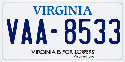 VA license plate VAA8533