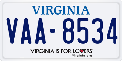 VA license plate VAA8534