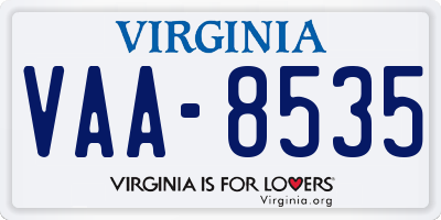 VA license plate VAA8535