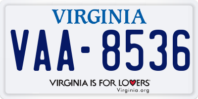 VA license plate VAA8536