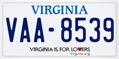 VA license plate VAA8539