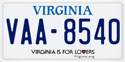 VA license plate VAA8540