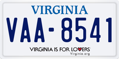 VA license plate VAA8541