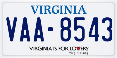 VA license plate VAA8543