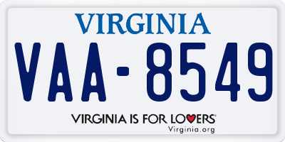 VA license plate VAA8549