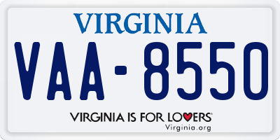 VA license plate VAA8550