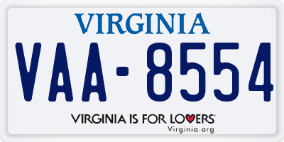 VA license plate VAA8554