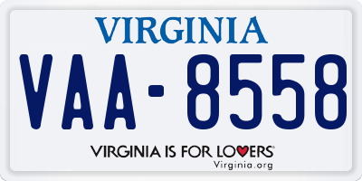 VA license plate VAA8558