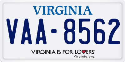 VA license plate VAA8562