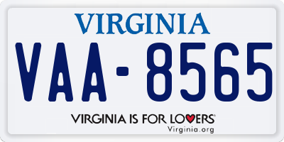 VA license plate VAA8565