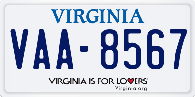 VA license plate VAA8567