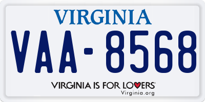 VA license plate VAA8568