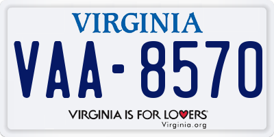 VA license plate VAA8570