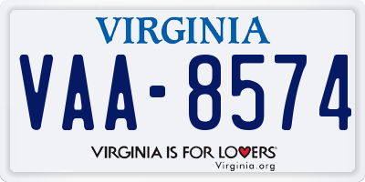 VA license plate VAA8574