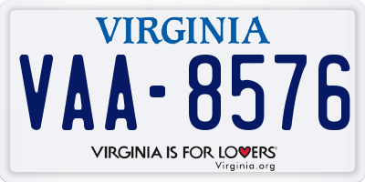 VA license plate VAA8576