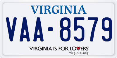 VA license plate VAA8579