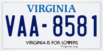 VA license plate VAA8581